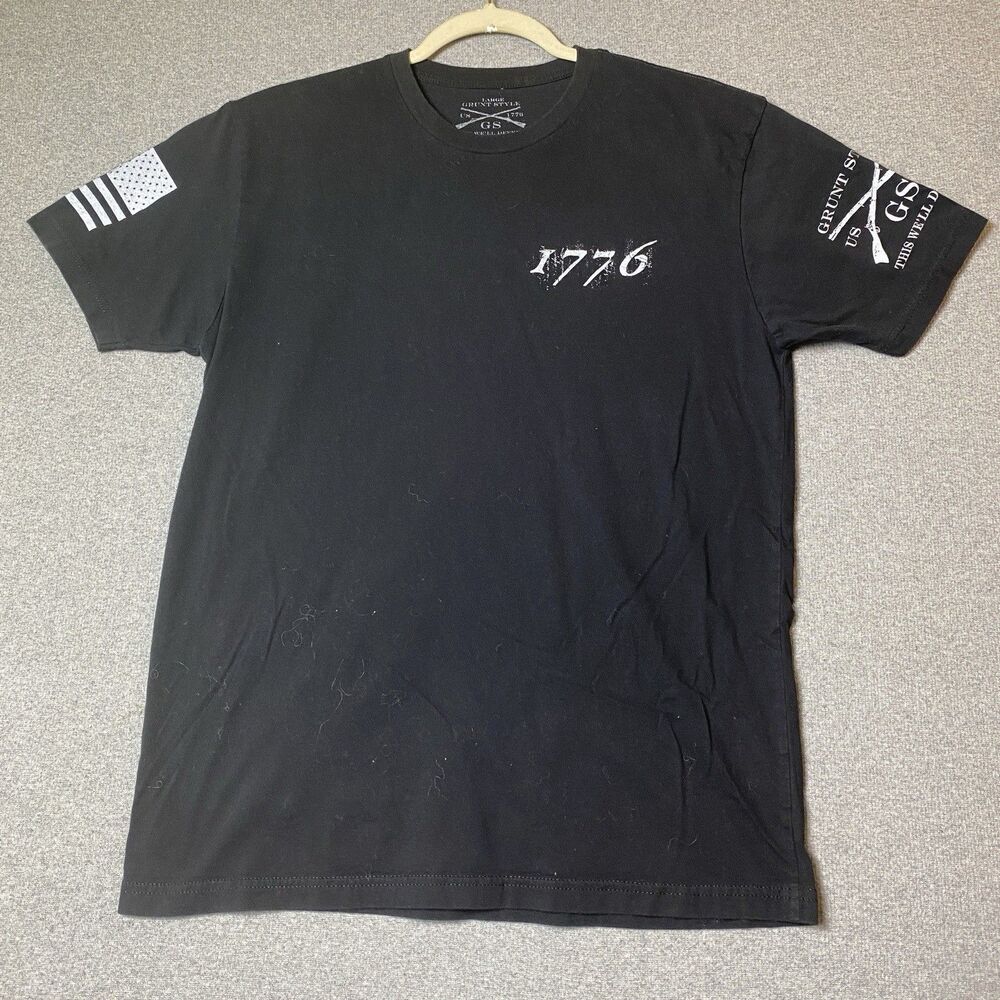 Grunt Style 1776  T-Shirt Men's American Flag Black Sz L